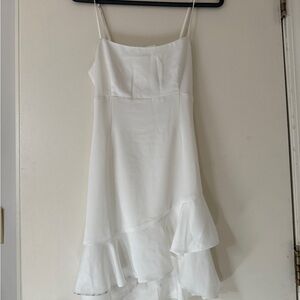 Lovers + Friends White Asymmetrical Ruffled Sundress